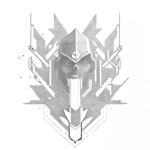 A Cyberpunk-inspired Tattoo Featuring A Futuristic Sword And Nanomachines