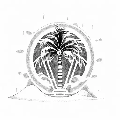 A Software Engineering-inspired Beach Scene With A Binary Code Wave Crashing Against A Palm Tree