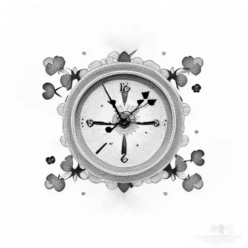Heart With Four Leaf Clover Clock