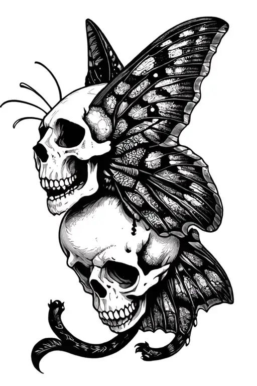 Horror Moth With A Cat Skull Wearing
