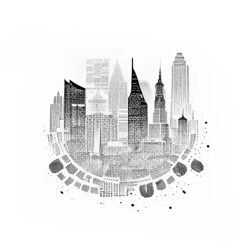 Coffee Beans Forming A City Skyline