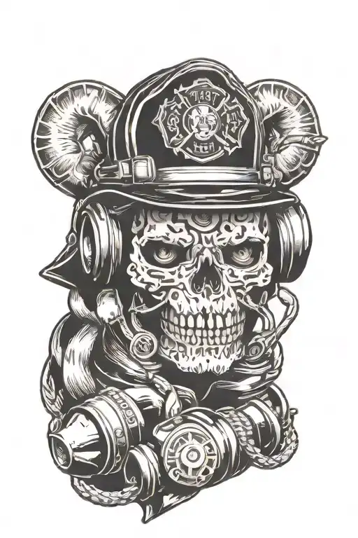 Firefighter Cat Skull
