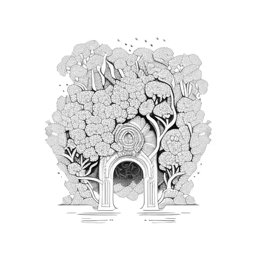 A Magical Portal Arch Way That Is Surrounded By Floral Branches