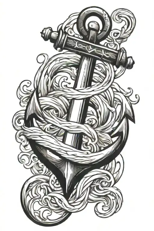 Anchor With Wave