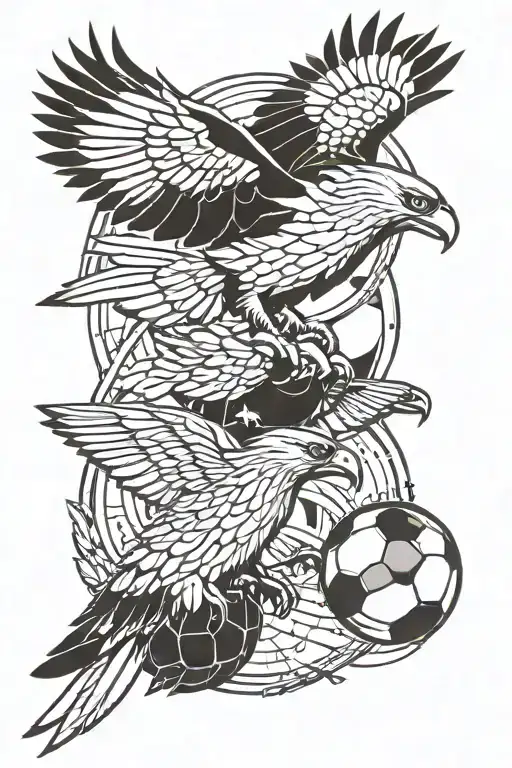 Craft A Tattoo Featuring A Colombian Eagle And A Kiwi Bird Facing Off In A Friendly Soccer Match