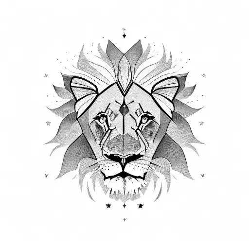 Lion Portrait With Patriotic Elements