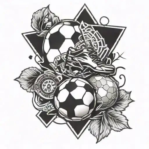 Incorporate Symbols Of Football And Casino Into A Unique Blackwork Tattoo Design