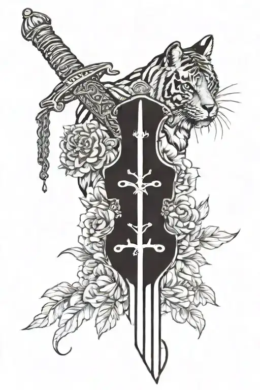 Sword With Faith And Tiger Flower