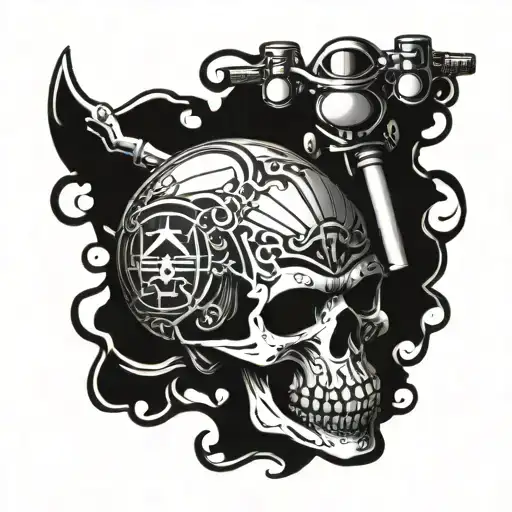 Skull And Harley Davidson Motorcycle