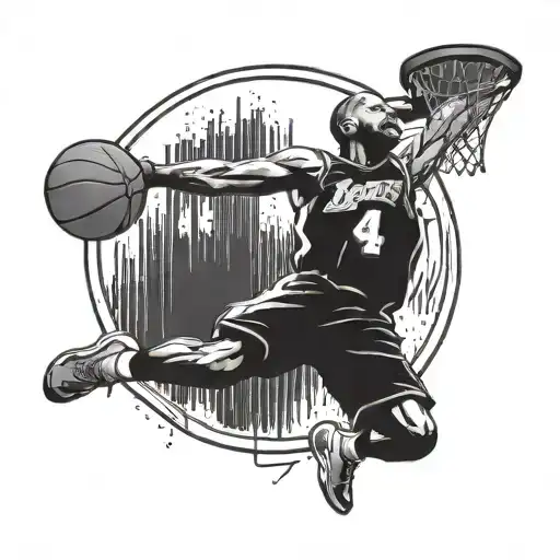 A Basketball Player Silhouette Dunking A Ball With Kobe Bryant's Jersey Number In The Background