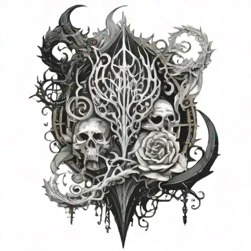 Combine Elements From Elden Ring And Bloodborne To Create A Unique And Intricate Tattoo Design