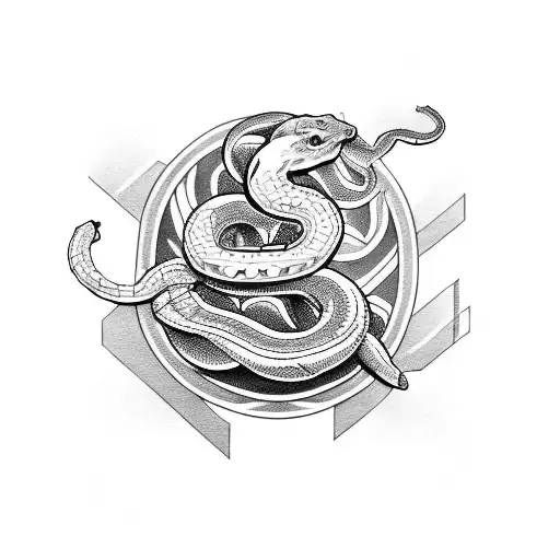 A Motorcycle Engine Intertwined With A Snake