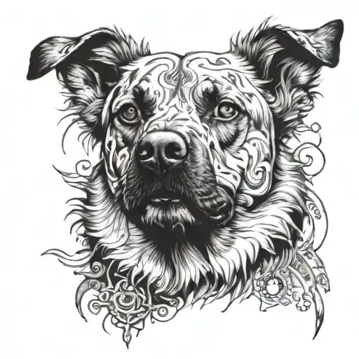 A Detailed Portrait Of Your Dog Shona With A Therapeutic Symbol Integrated Into The Design