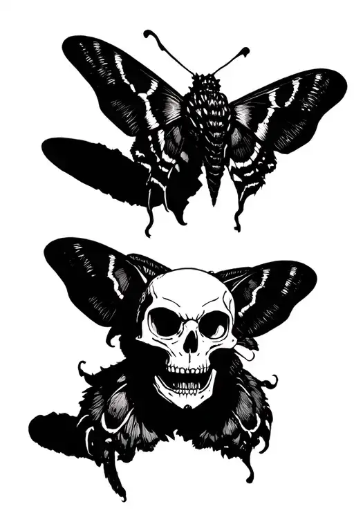 Horror Moth With A Cat Skull Wearing