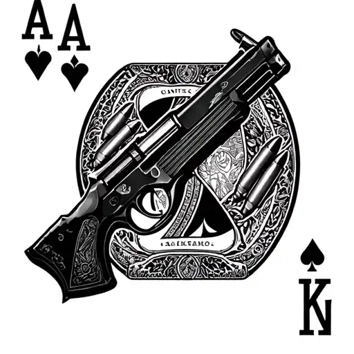 Ace Card With Ak 47 And Bullets