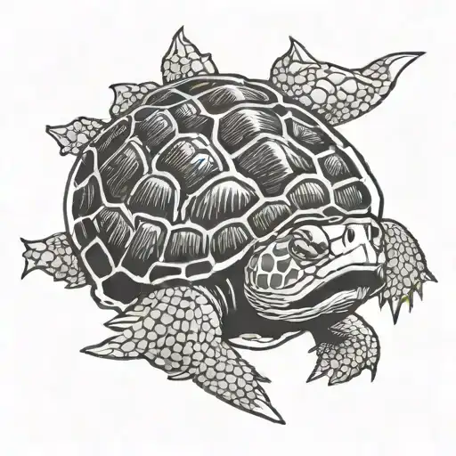 Top Down View Of Snapping Turtle Swimming