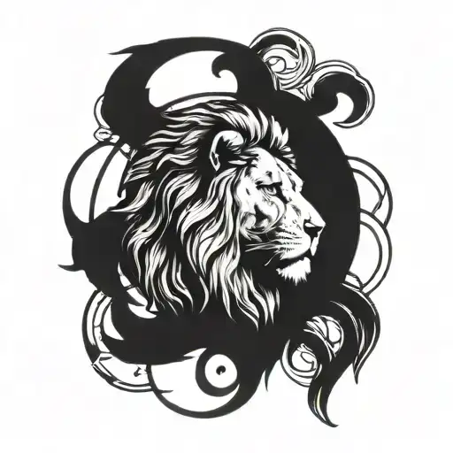 A Lion Inside The Peace Symbol