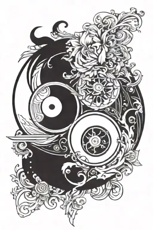 Yin And Yang Symbol Incorporating Elements