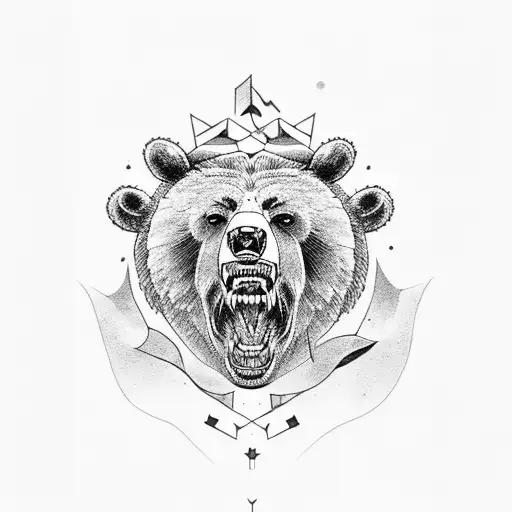 A Bear Roaring With Strength And Determination