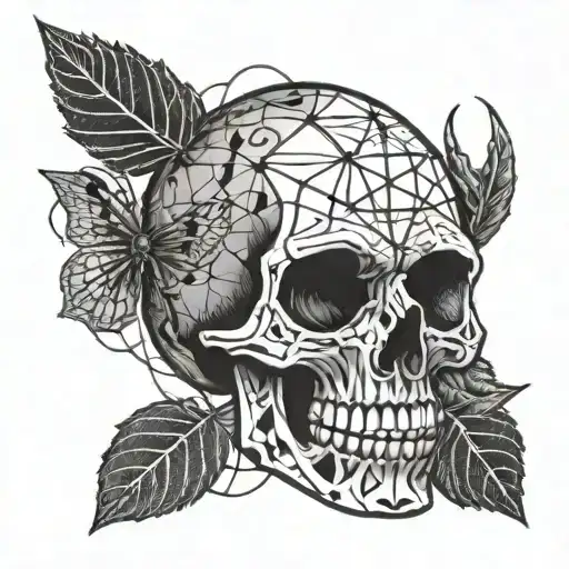 A Skull Made Out Of Arrowheads With Spider Webs In The Background