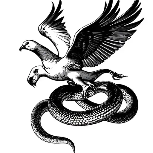 Dove Which Carries A Man Fighting A Snake