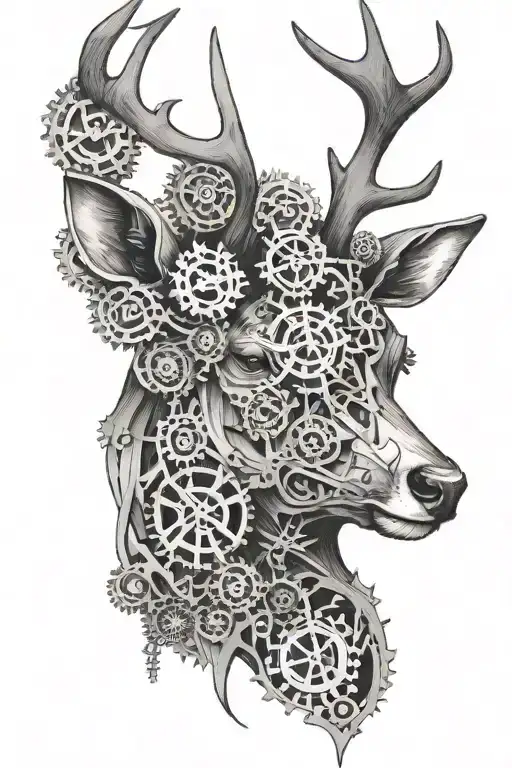 Deer Made Of Gears Joined Together