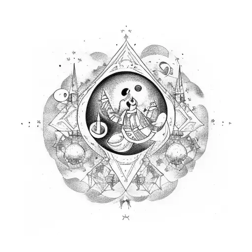 A Celestial Orchestra Playing Music Under A Moonlit Sky