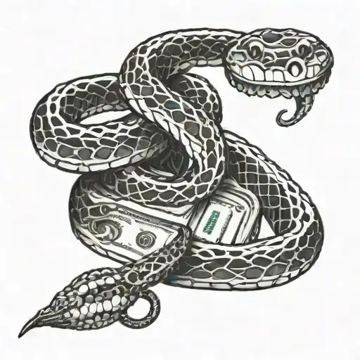 A Snake Wrapped Around A Stack Of Money