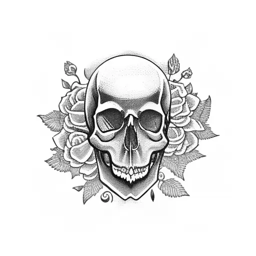 A Skull Surrounded By A Bed Of Vibrant Flowers