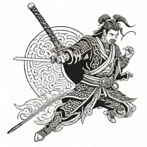 Samurai With Gun And Snke