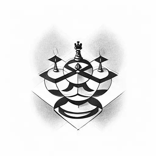 Chess King With An Atom In The Background