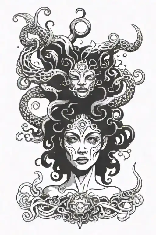 Medusa Portrayed As A Celestial Being With Galaxies Swirling In Her Eyes