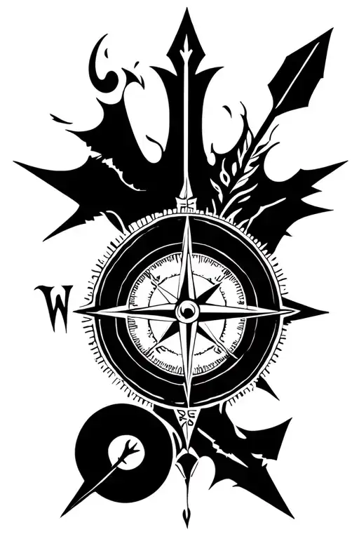 Compass With A Path And An Arrow