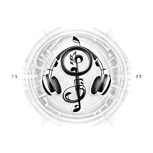 A Tattoo Design Combining Music Notes And Greek Mythology Elements