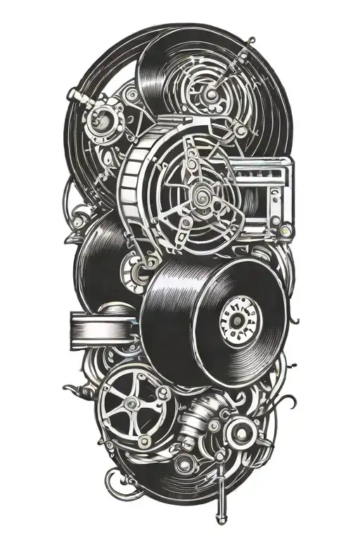 A Tattoo Design Combining A Music Note And A Film Reel To Represent Your Love For Music And Movies