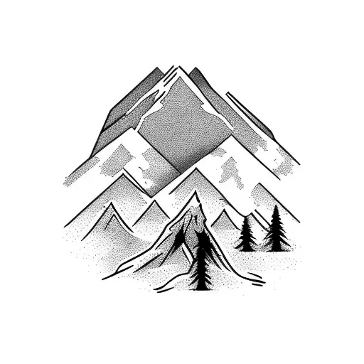 A Majestic Mountain Range With A Cowboy Silhouette Hiking Through It