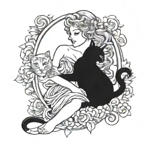 Aphrodite And Cat Surrounded