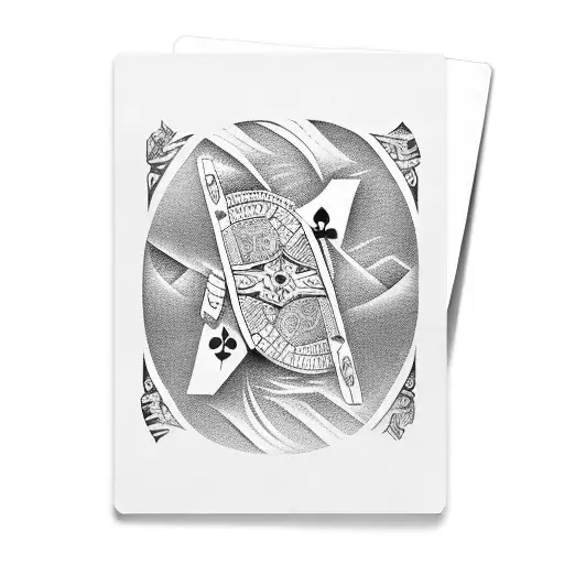 A Poker Hand With Japanese Samurai Symbols As The Card Suits