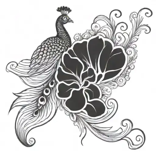 Moonflower And Peacock