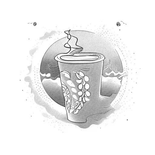 A Running Track Formed By Coffee Beans Leading To A Beach Sunset