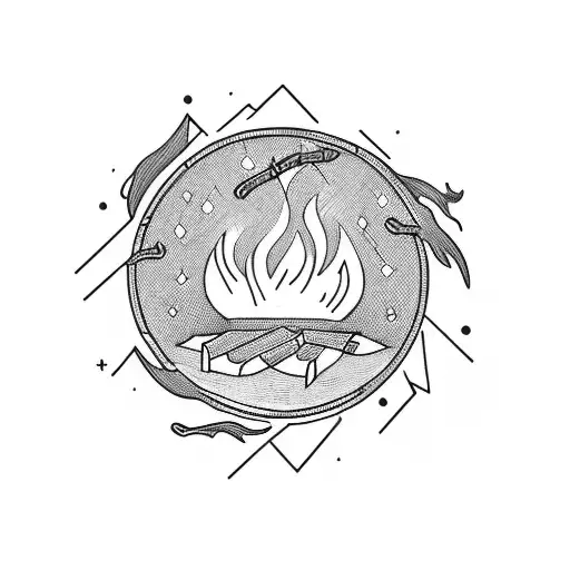 Campfire On Edge Of Water