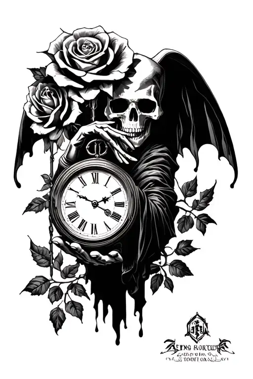 Roses Reaper Holding A Clock