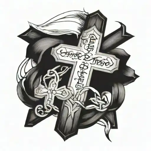 A Cross Intertwined With A Quote From Their Favorite Bible Verse
