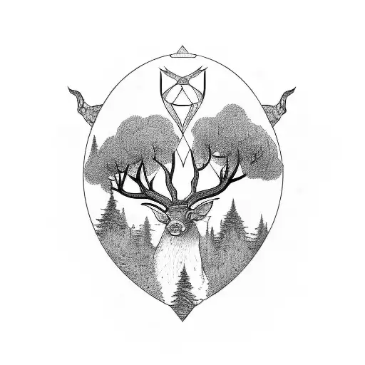 Tauras Autline With Forest Inside Of The Tatoo