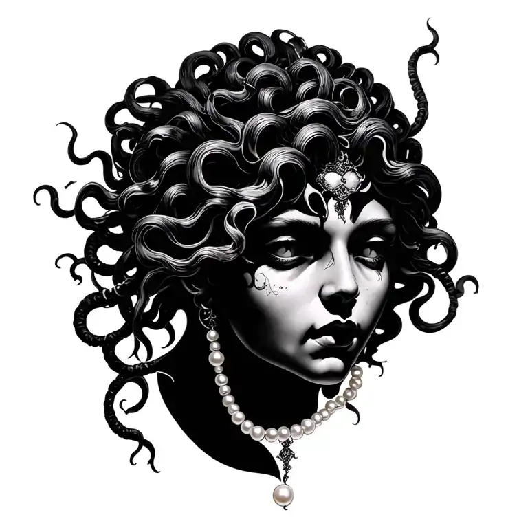 Medusa With Pearl Necklace