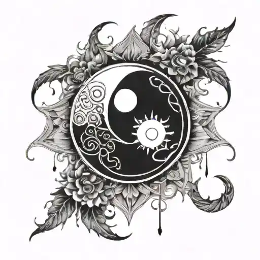 Combining A Crescent Moon And A Sun Into A Yin-yang Symbol