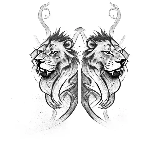 Two Headed Lions Facing Opposite Directions With A Scorpion Body