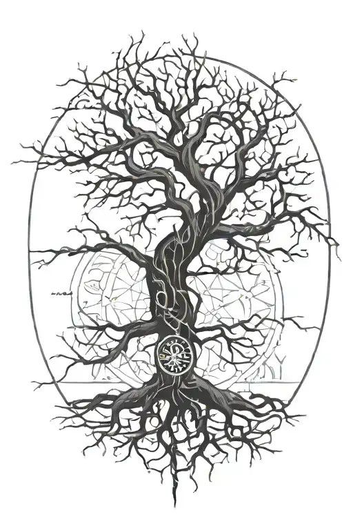 A Tree With Roman Numerals Intertwined In The Branches