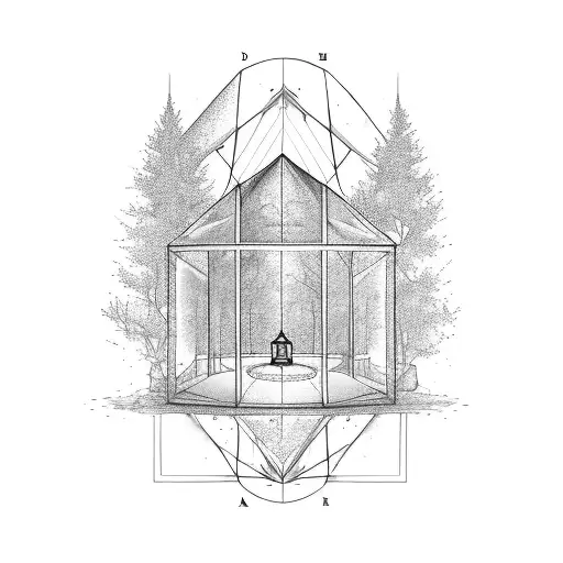 A Glass House With A Hidden Compass Incorporated Into The Trees