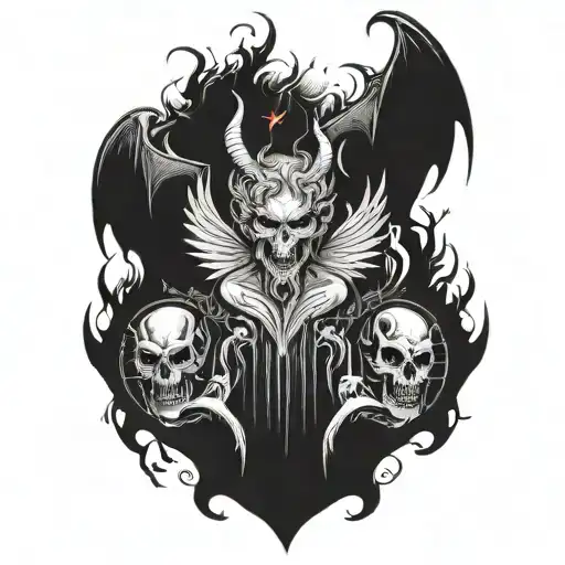 Incorporate A Devilish Quote From Lucifer Into A Design Featuring Angelic And Demonic Imagery
